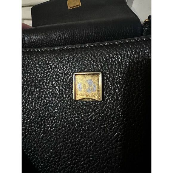 Tory Burch Britten Black Leather Tote Bag with Gold Hardware - Picture 6 of 16